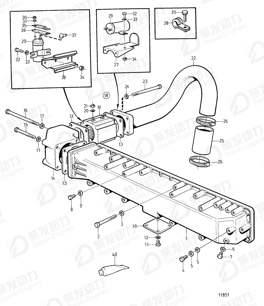 VOLVO Connecting pipe 849253 Drawing